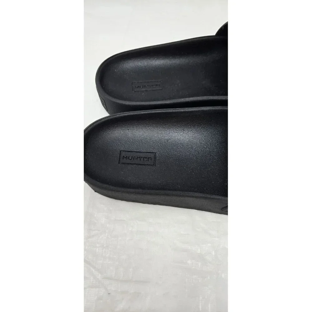 Hunter Men's Bloom Sandals Black Slip On Slide Size 7